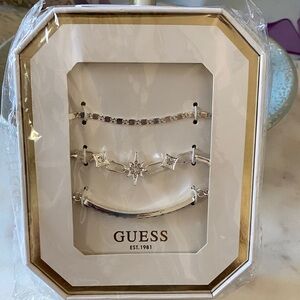 NWT GUESS Silver Star and Blue Accent Bracelet Trio